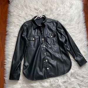 Leather button up shirt
